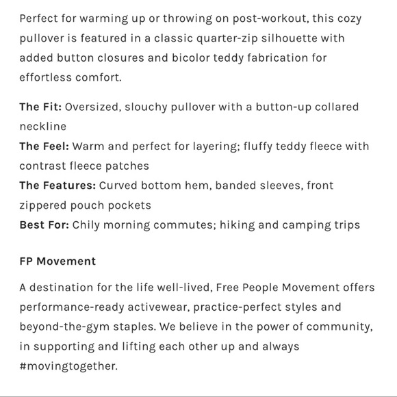 FP Movement Fall To Rise Fleece Quarter Zip in Auburn Sunset Combo, Size S, NWT - Picture 5 of 16